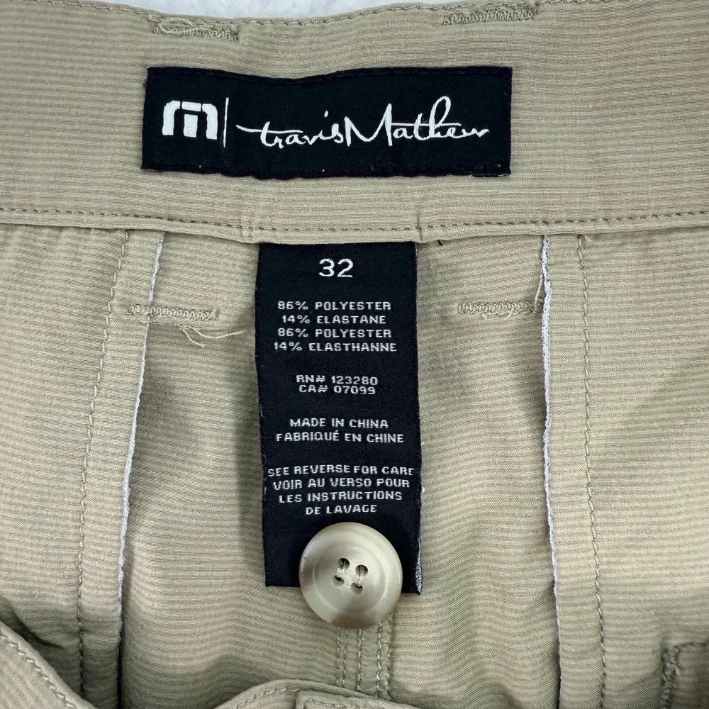 Travis Mathew Shorts Mens 32‎ (33) Beige Striped Chino Sports Golf Performance
